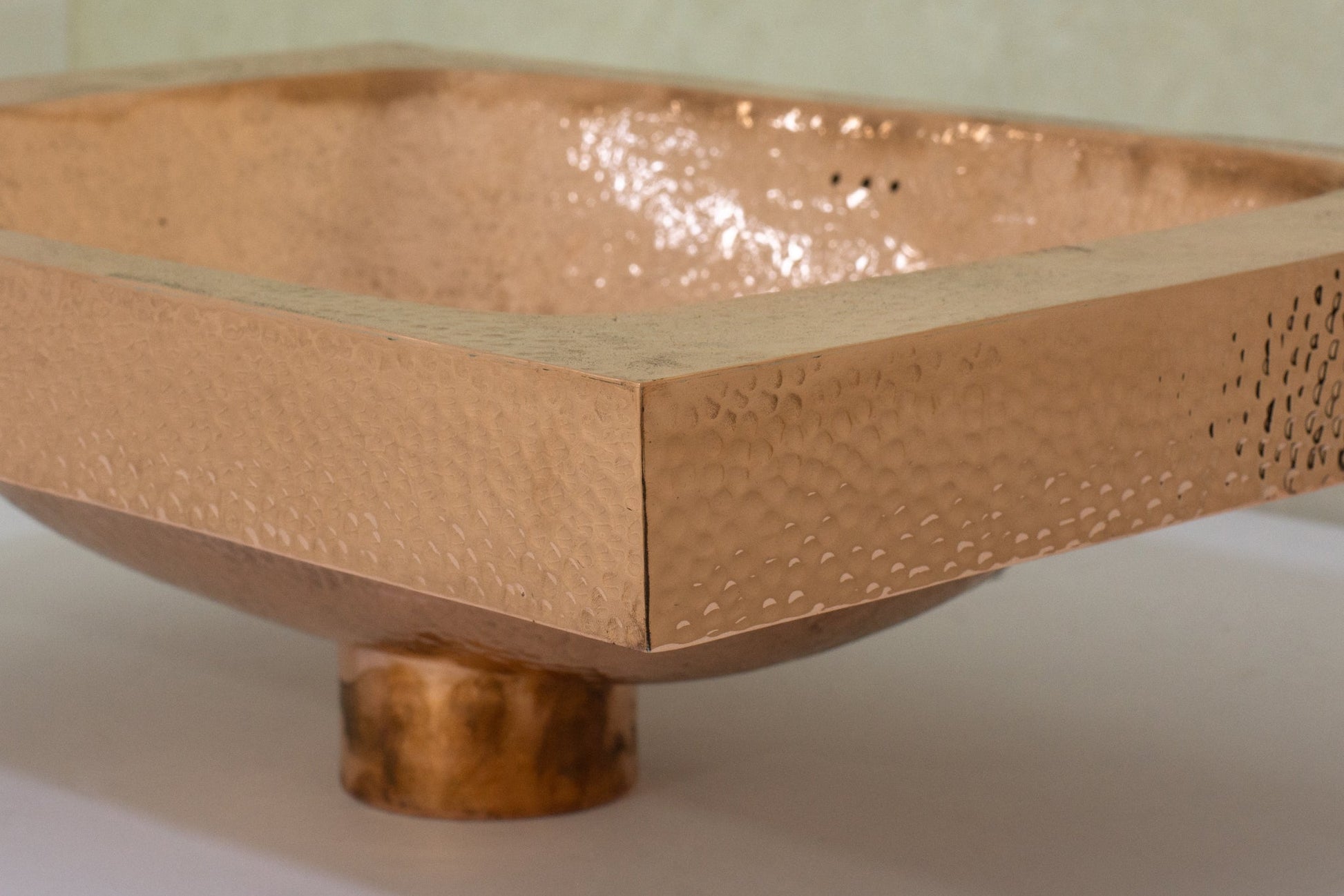 Customizable Raised Profile Bathroom Copper Sink, Hammered Copper Rectangular Sink, Vanity Sink Copper