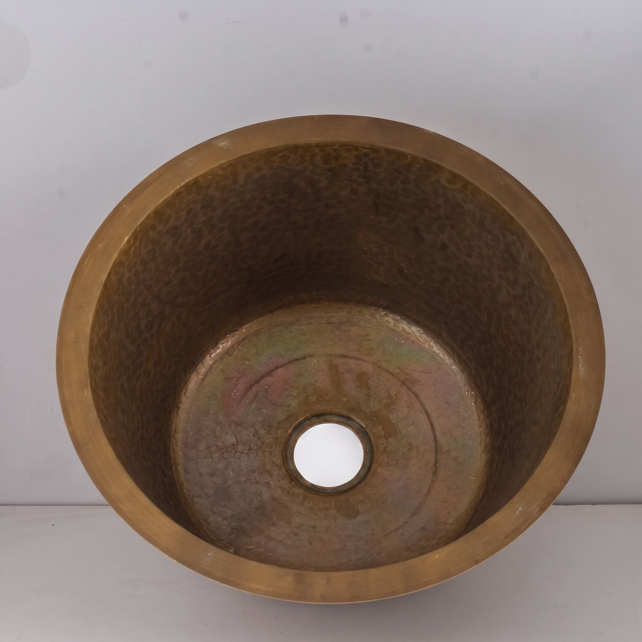 Raw Brass Undermount Sink, Brass Round Prep Sink, Hammered Kitchen Bar Sink