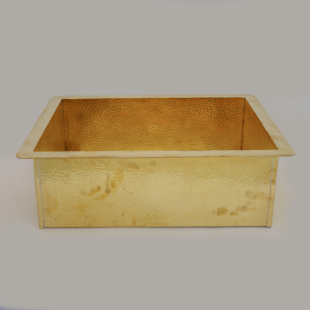 Hammered Brass Kitchen Sink – Rectangular Farmhouse & Kitchen Island Sink