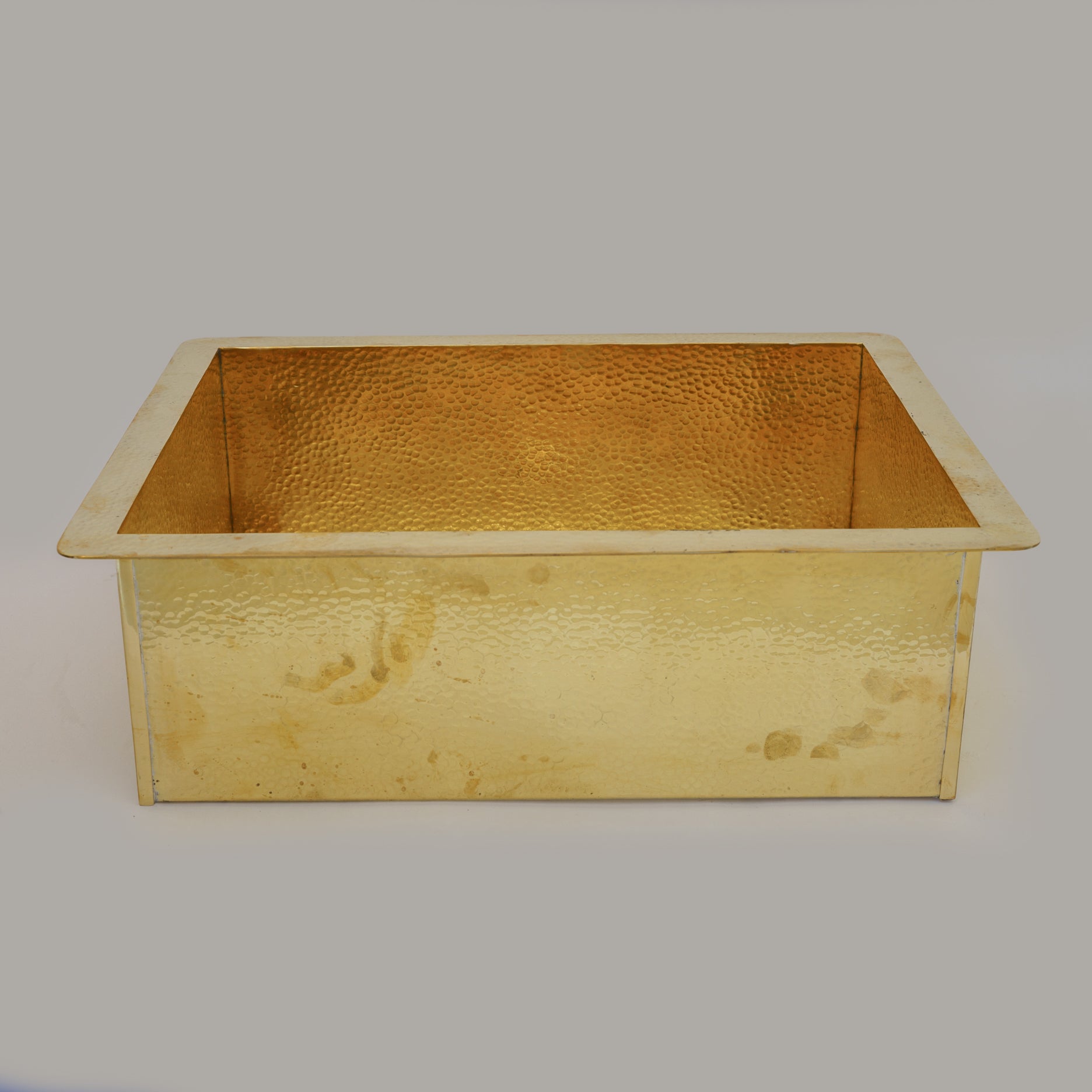 Hammered Brass Kitchen Sink – Rectangular Farmhouse & Kitchen Island Sink