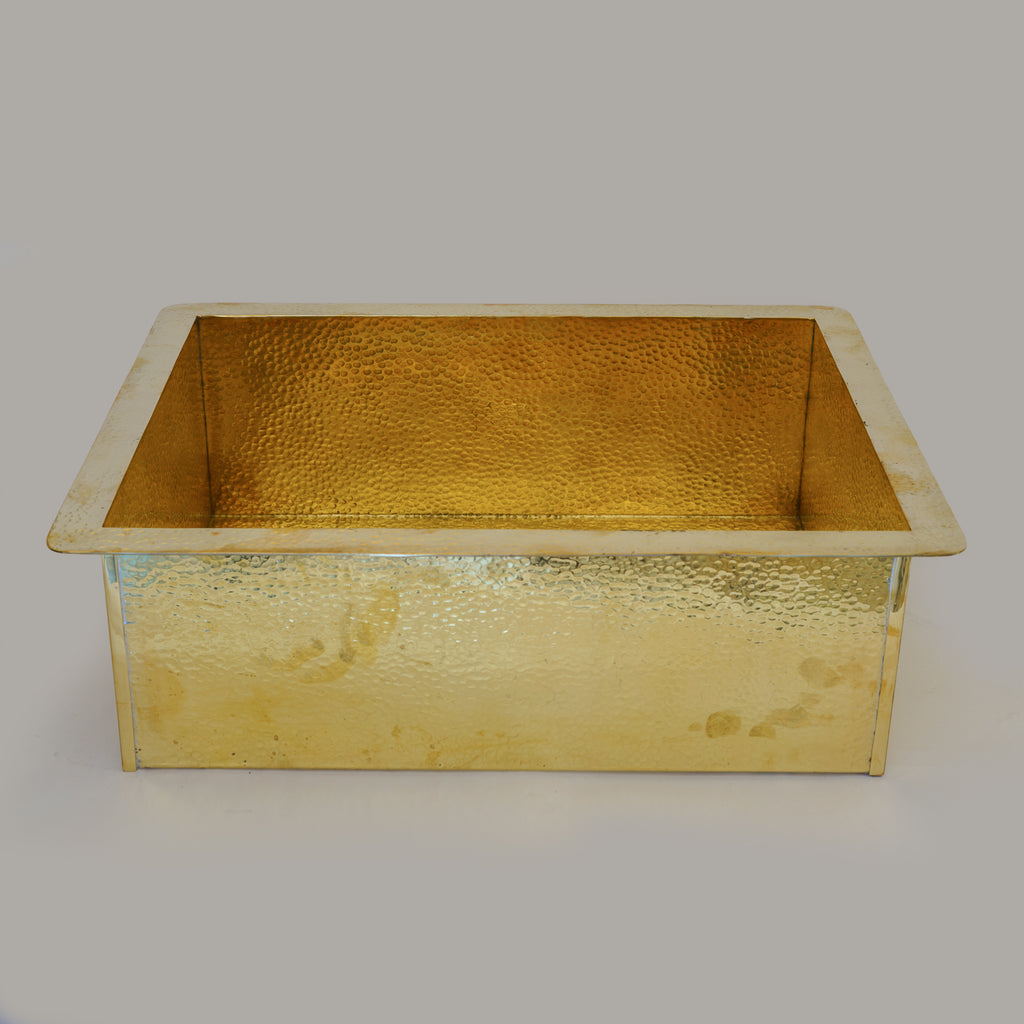 Hammered Brass Kitchen Sink – Rectangular Farmhouse & Kitchen Island Sink