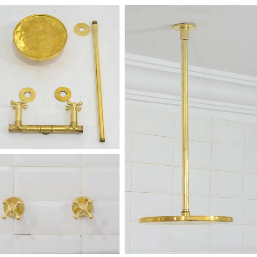 Ceiling Mount Shower System, Two Handle Shower System, Rainfall Shower System, Ceiling Showerhead, Overhead Shower