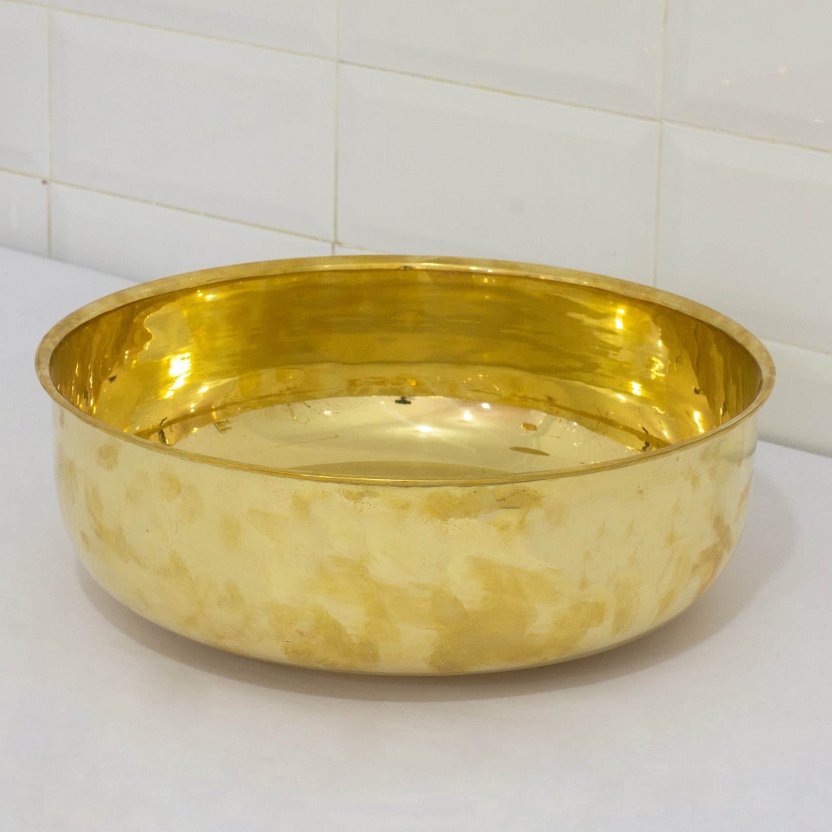 Round Brass Vessel Sink – Angle View