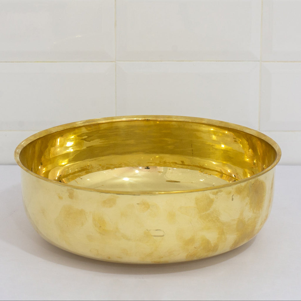 Unlacquered Brass Bathroom Round Vessel Sink | Countertop Basin