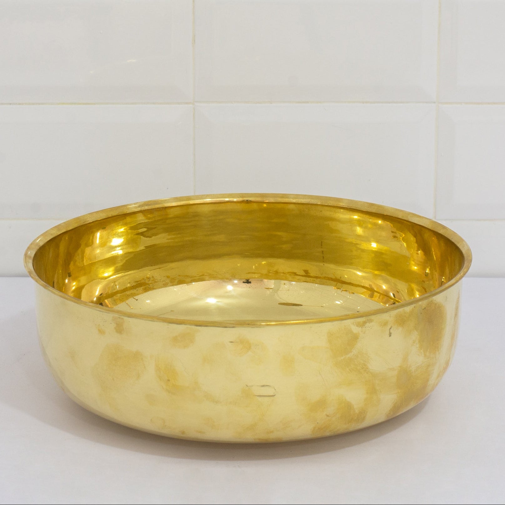 Round Brass Vessel Sink – Top View
