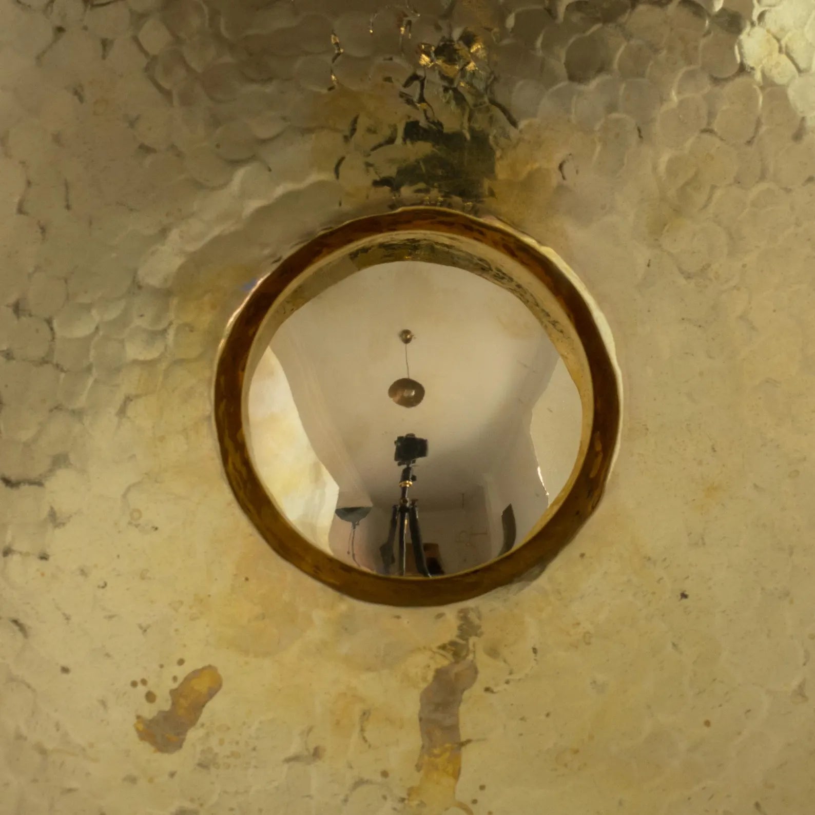 Hammered Unlacquered Brass Round Vanity Basin Sink, Bathroom Top Mount Bowl Sink