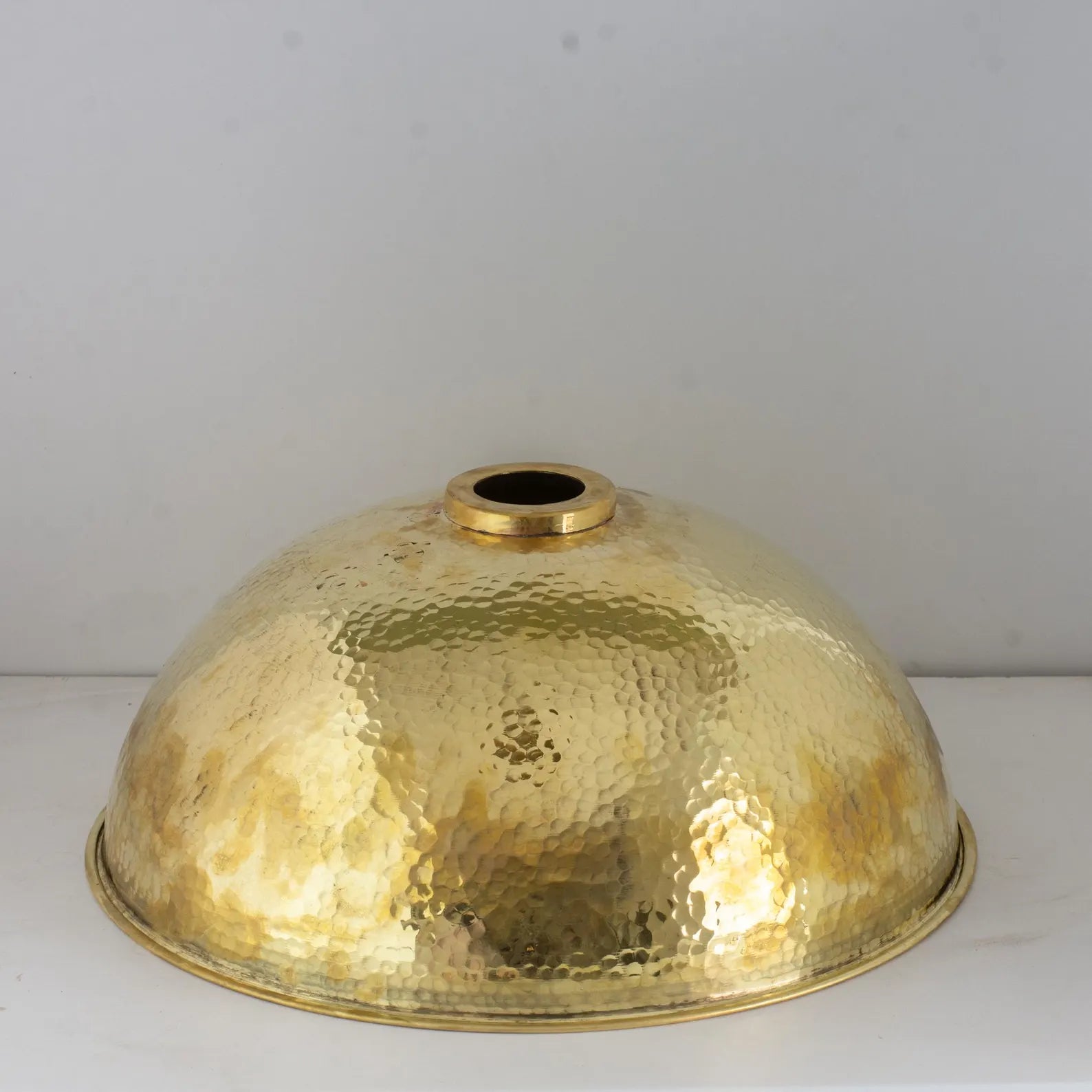 Hammered Unlacquered Brass Round Vanity Basin Sink, Bathroom Top Mount Bowl Sink