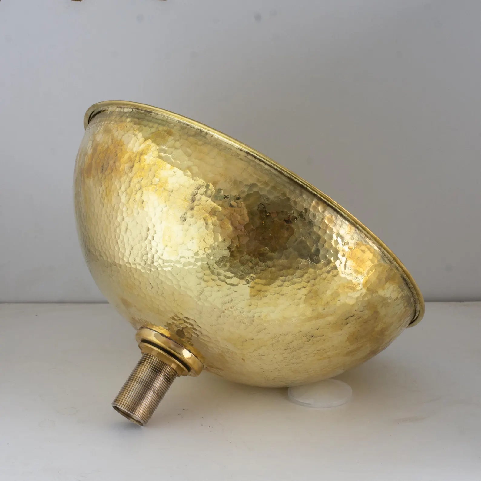 Hammered Unlacquered Brass Round Vanity Basin Sink, Bathroom Top Mount Bowl Sink