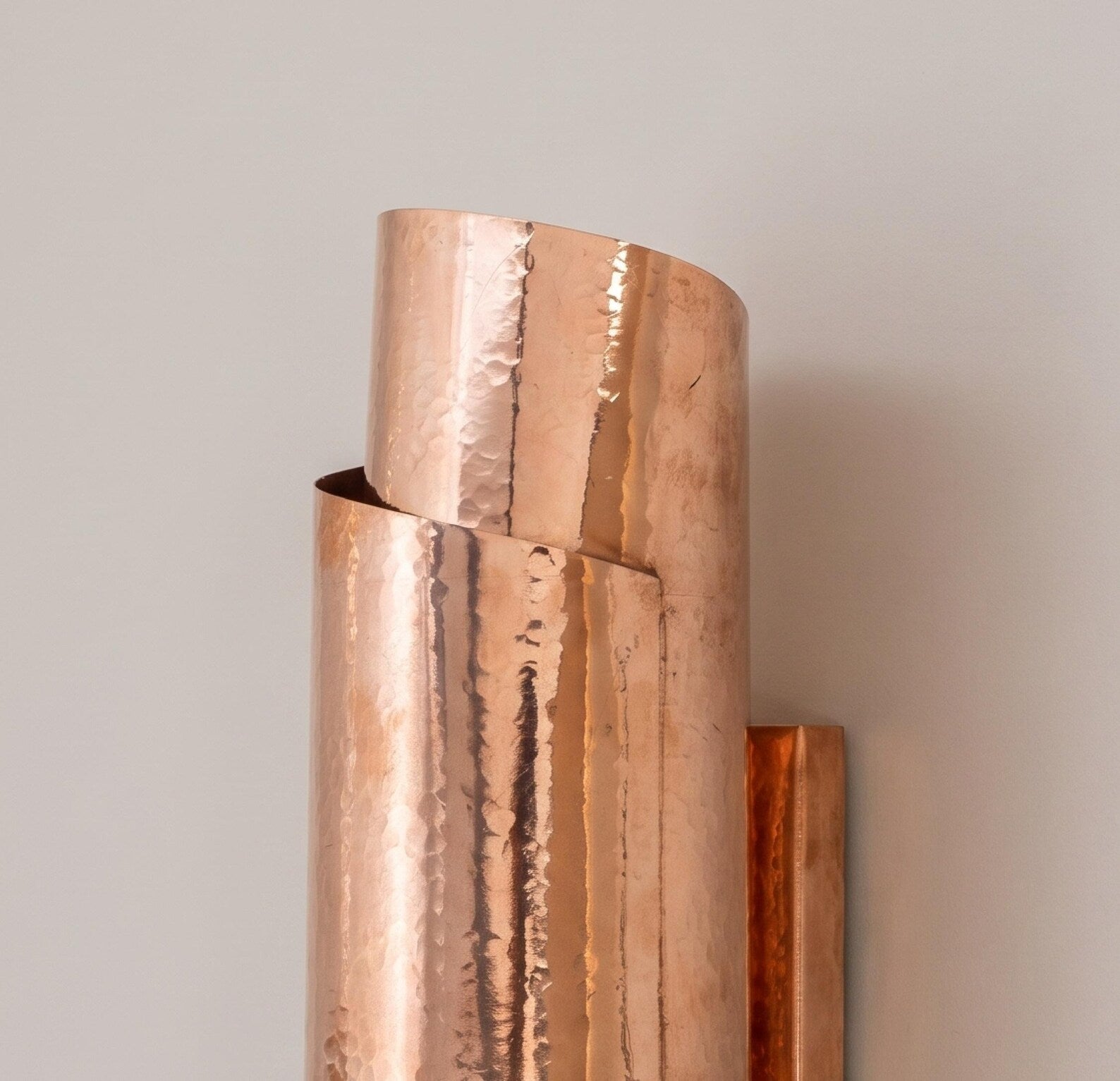 Hammered Copper Wall Sconce, Minimalist Lighting Fixture, Rustic Copper Light