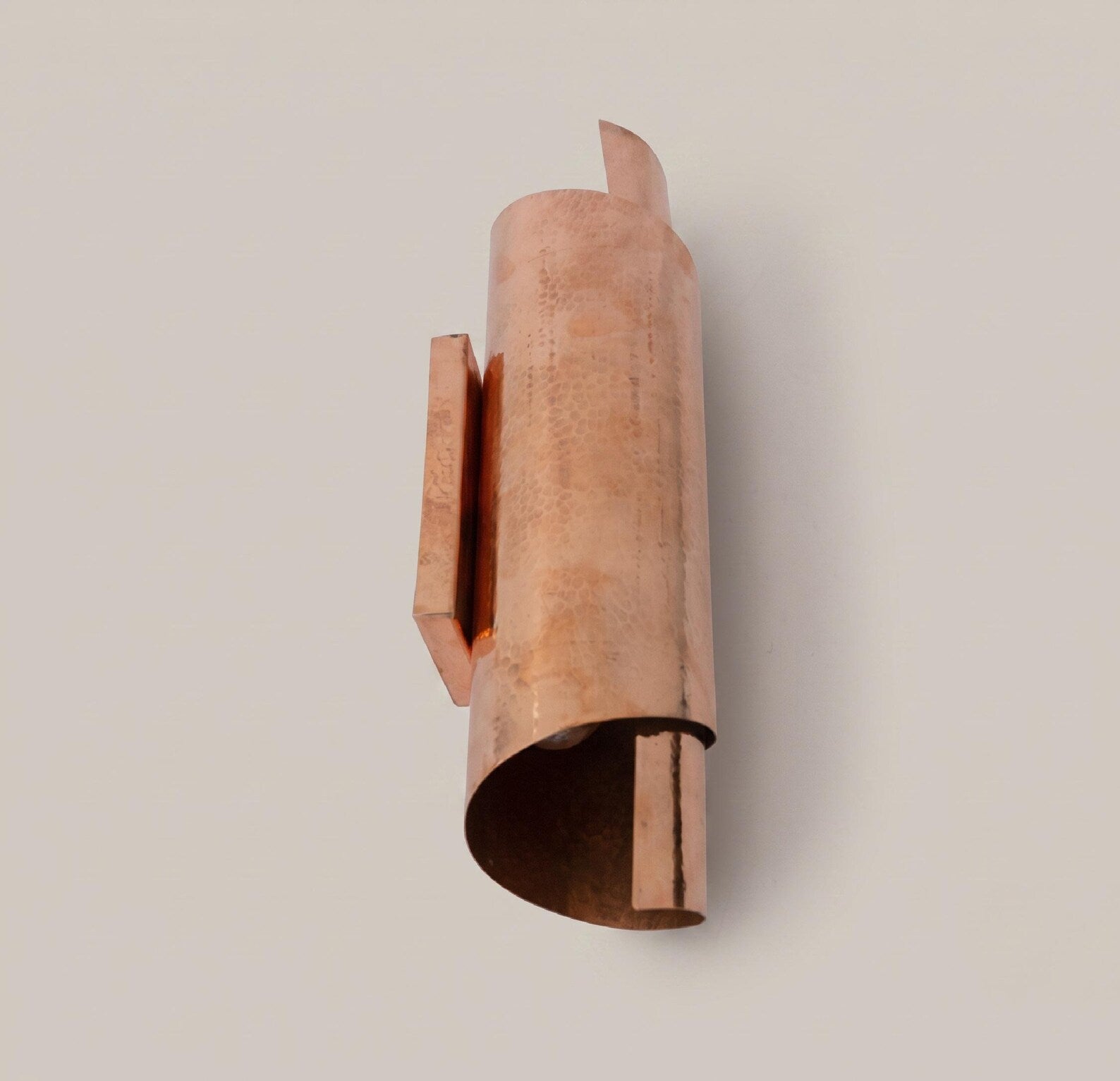Hammered Copper Wall Sconce, Minimalist Lighting Fixture, Rustic Copper Light