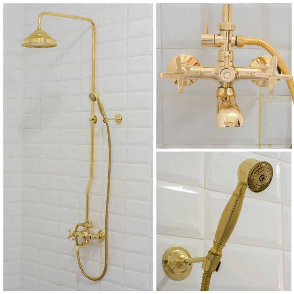 Heritage - Unlacquered Brass Exposed Shower System With Tub Filler
