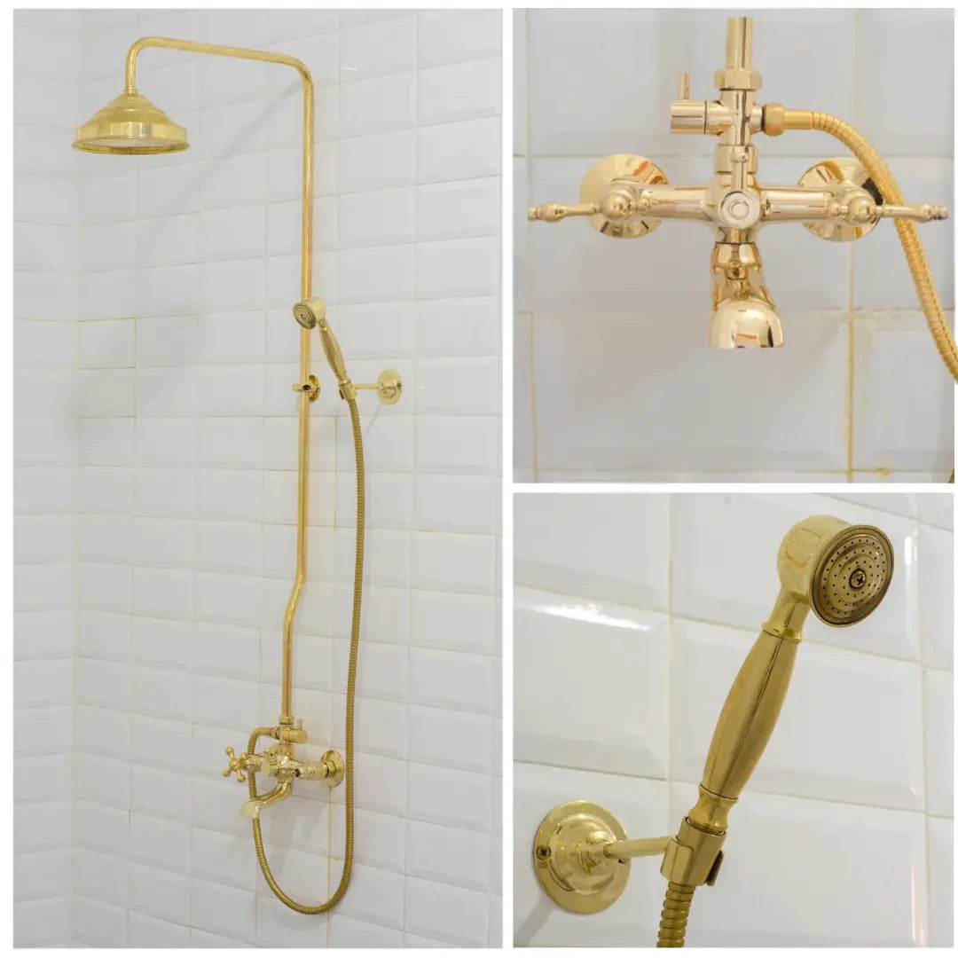 Heritage - Unlacquered Brass Exposed Shower System With Tub Filler