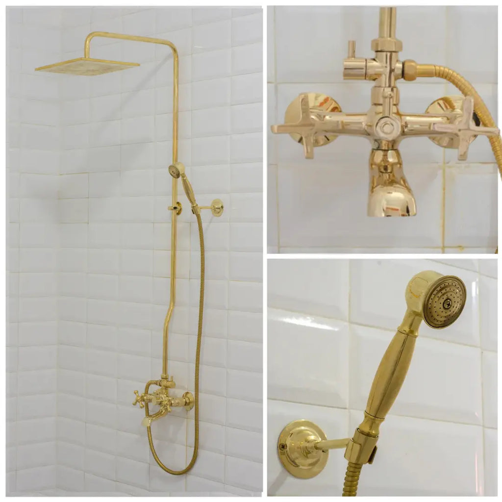 Heritage - Unlacquered Brass Exposed Shower System With Tub Filler