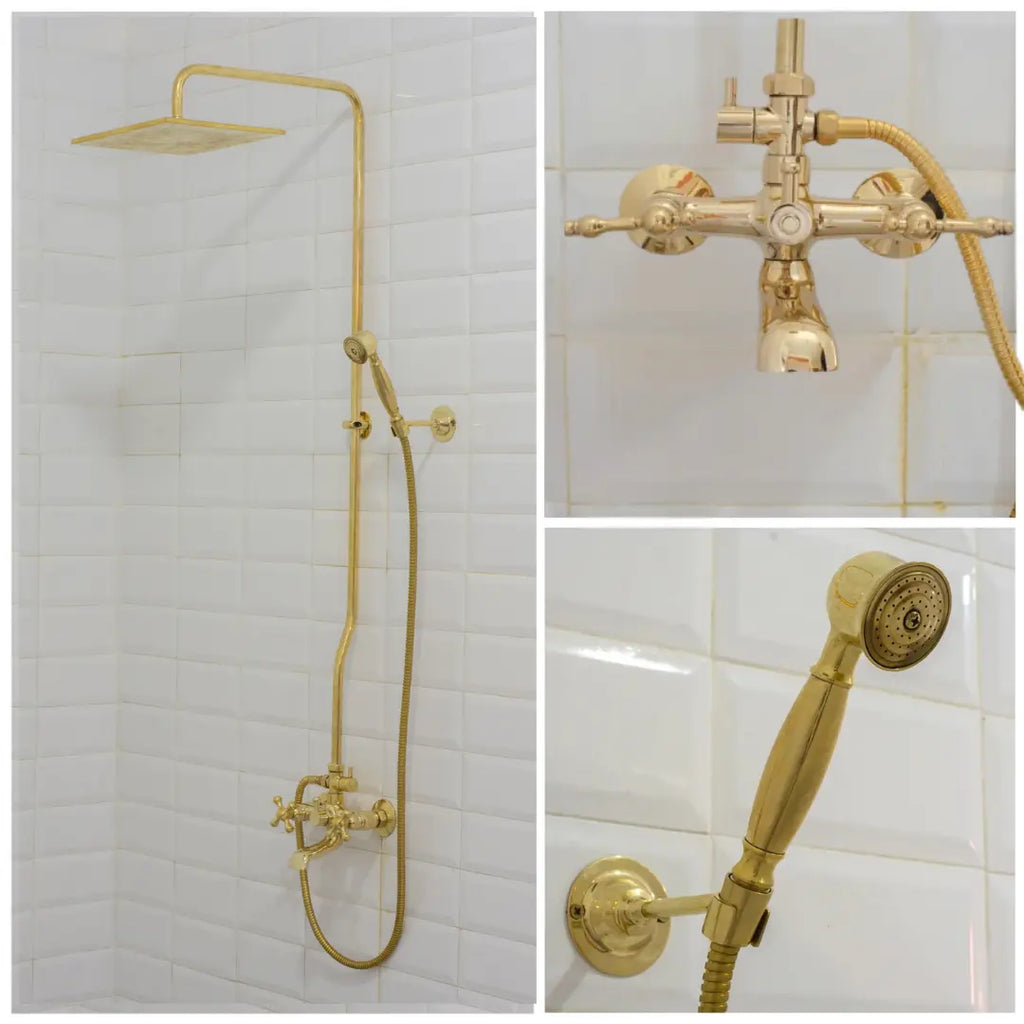 Heritage - Unlacquered Brass Exposed Shower System With Tub Filler