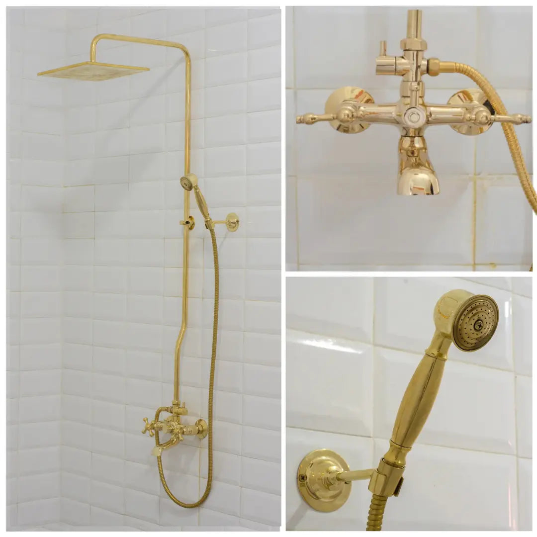 Heritage - Unlacquered Brass Exposed Shower System With Tub Filler