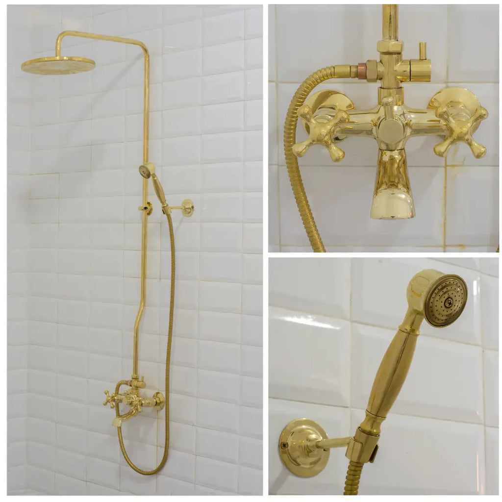 Heritage - Unlacquered Brass Exposed Shower System With Tub Filler
