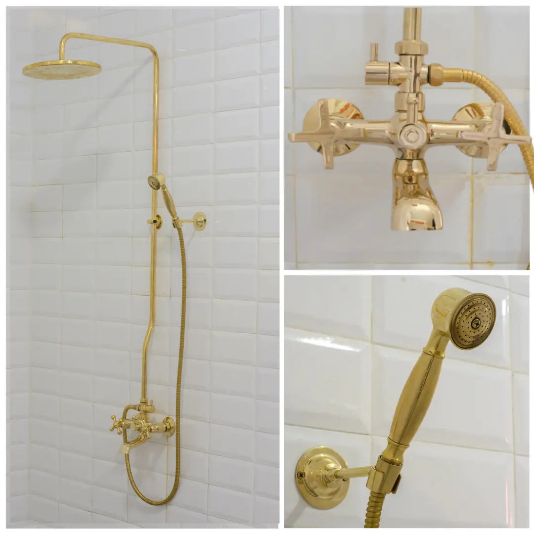 Heritage - Unlacquered Brass Exposed Shower System With Tub Filler