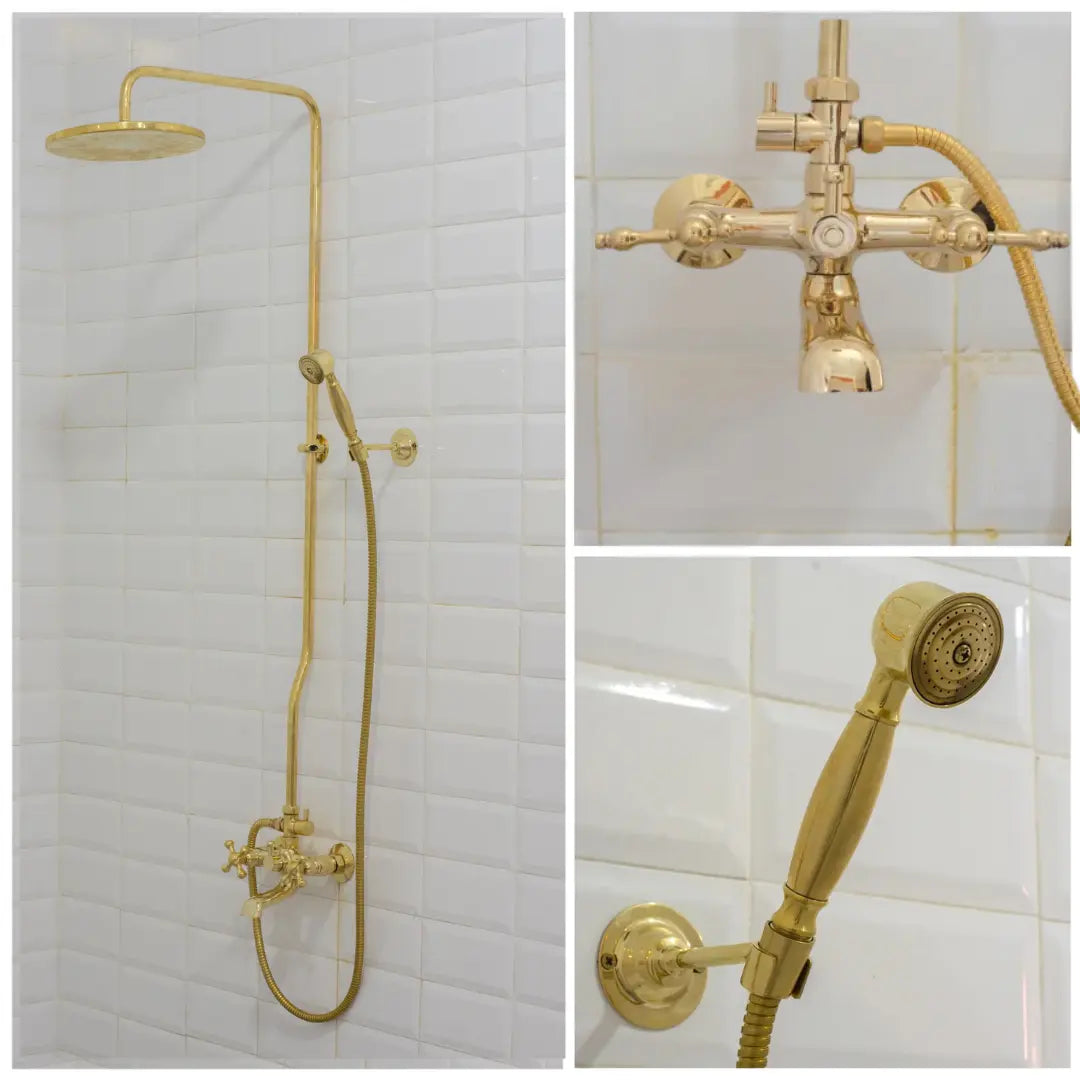 Heritage - Unlacquered Brass Exposed Shower System With Tub Filler