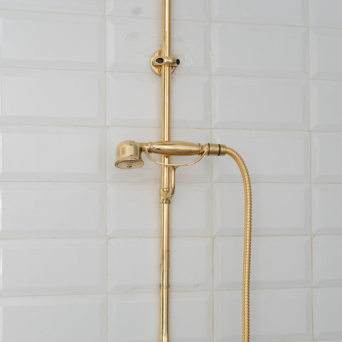 Solid Brass Exposed Shower System With Rainfall Head, Sliding Hand Shower and Cross Handles