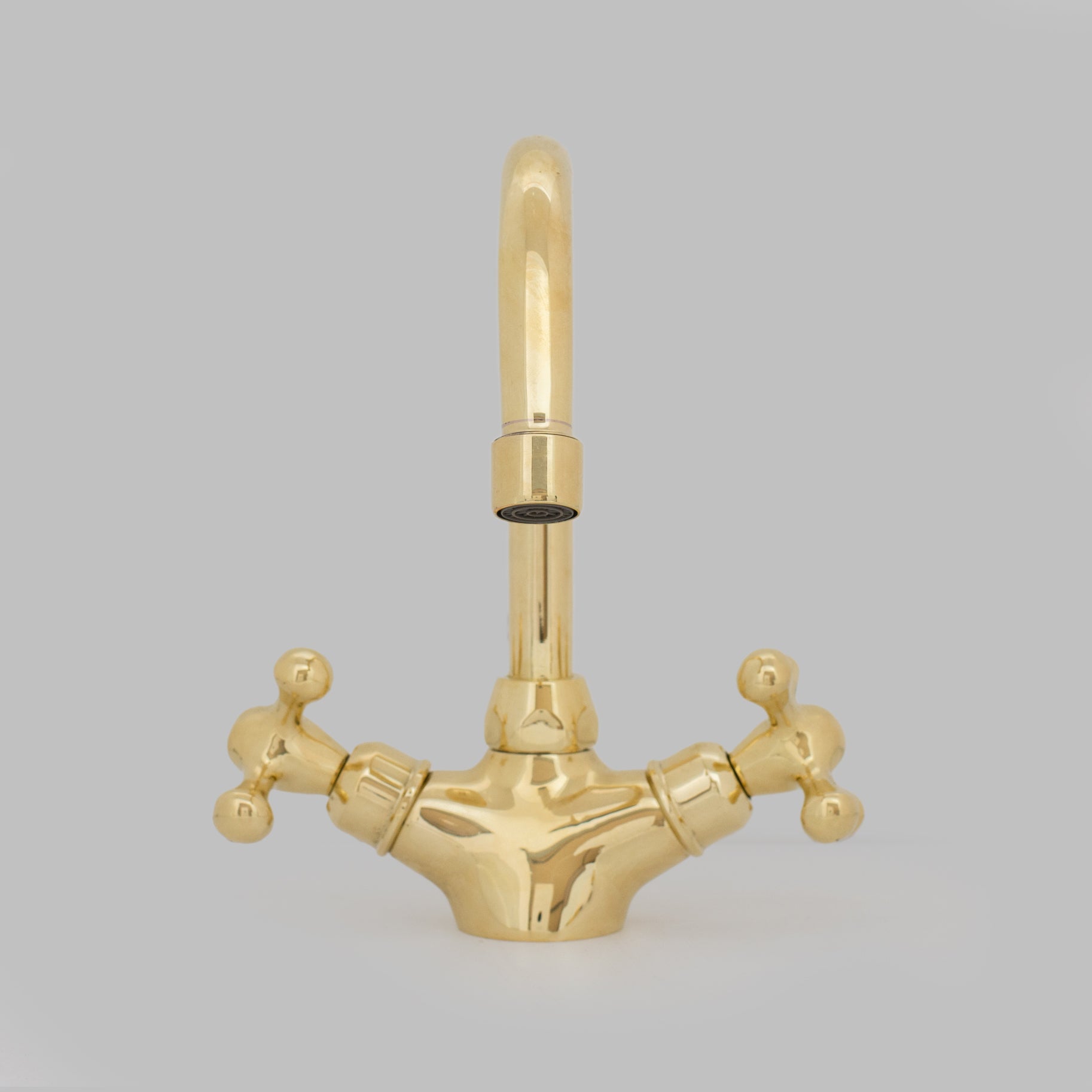 Unlacquered Brass Bathroom Bidet Faucet, Single Hole Bidet Tap, Deck-Mounted Bidet Mixer Tap, Cross Handle Bidet