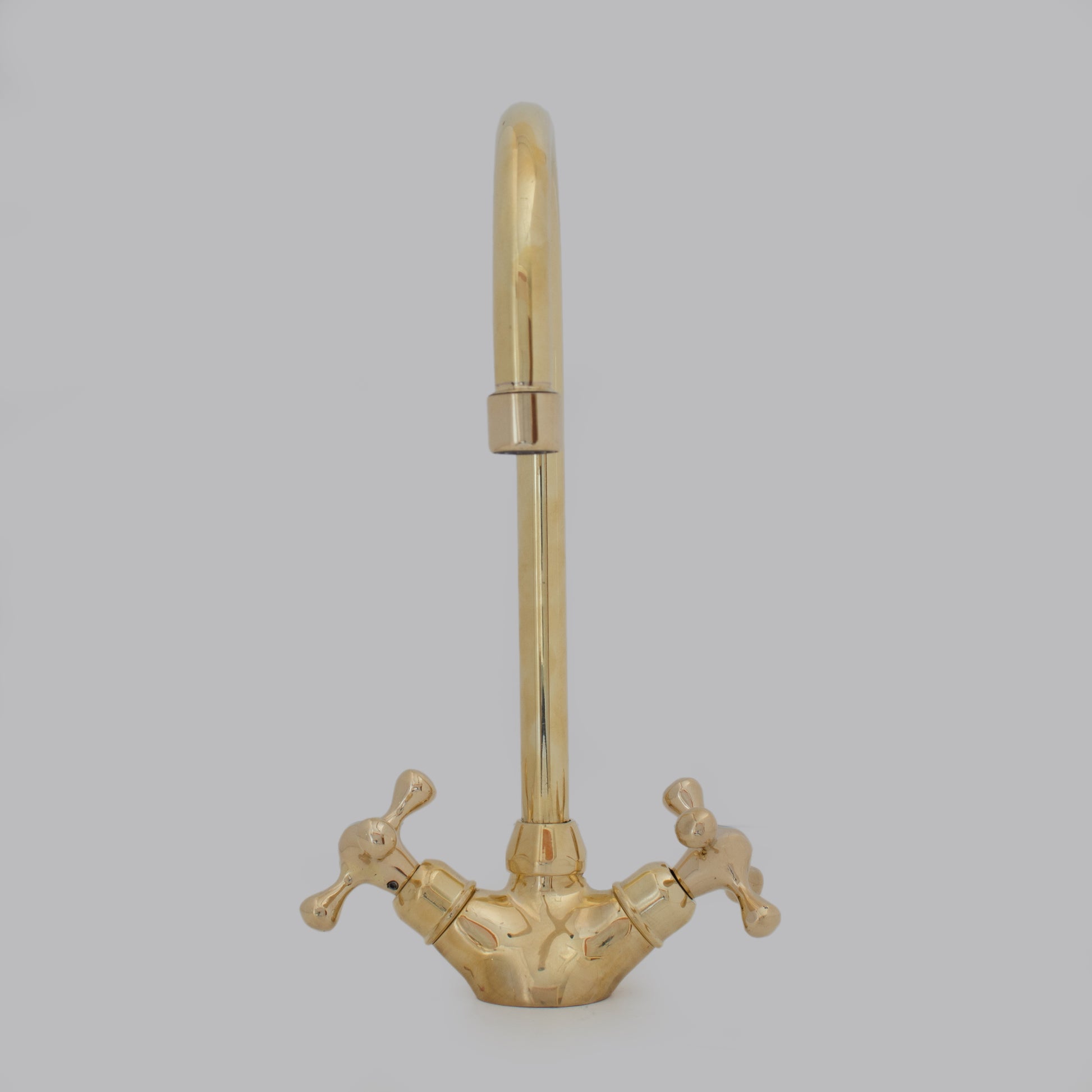 Unlacquered Brass Vanity Sink Faucet, Antique Brass Bathroom Single Hole Faucet