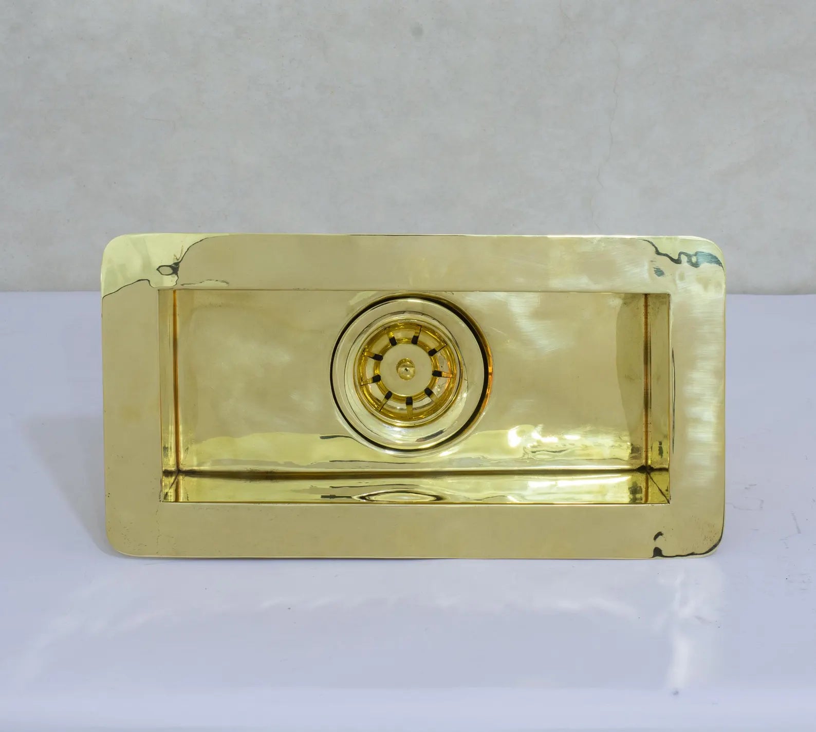 Solid Brass Undermount Sink, Small Rectangular Sink Kitchen, Single Bowl Sink With Strainer