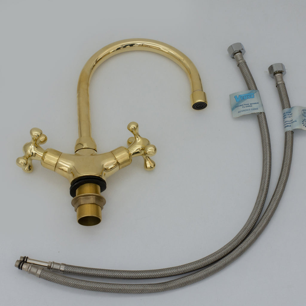 Unlacquered Brass Compact Faucet | Single Hole Bathroom Sink Faucet