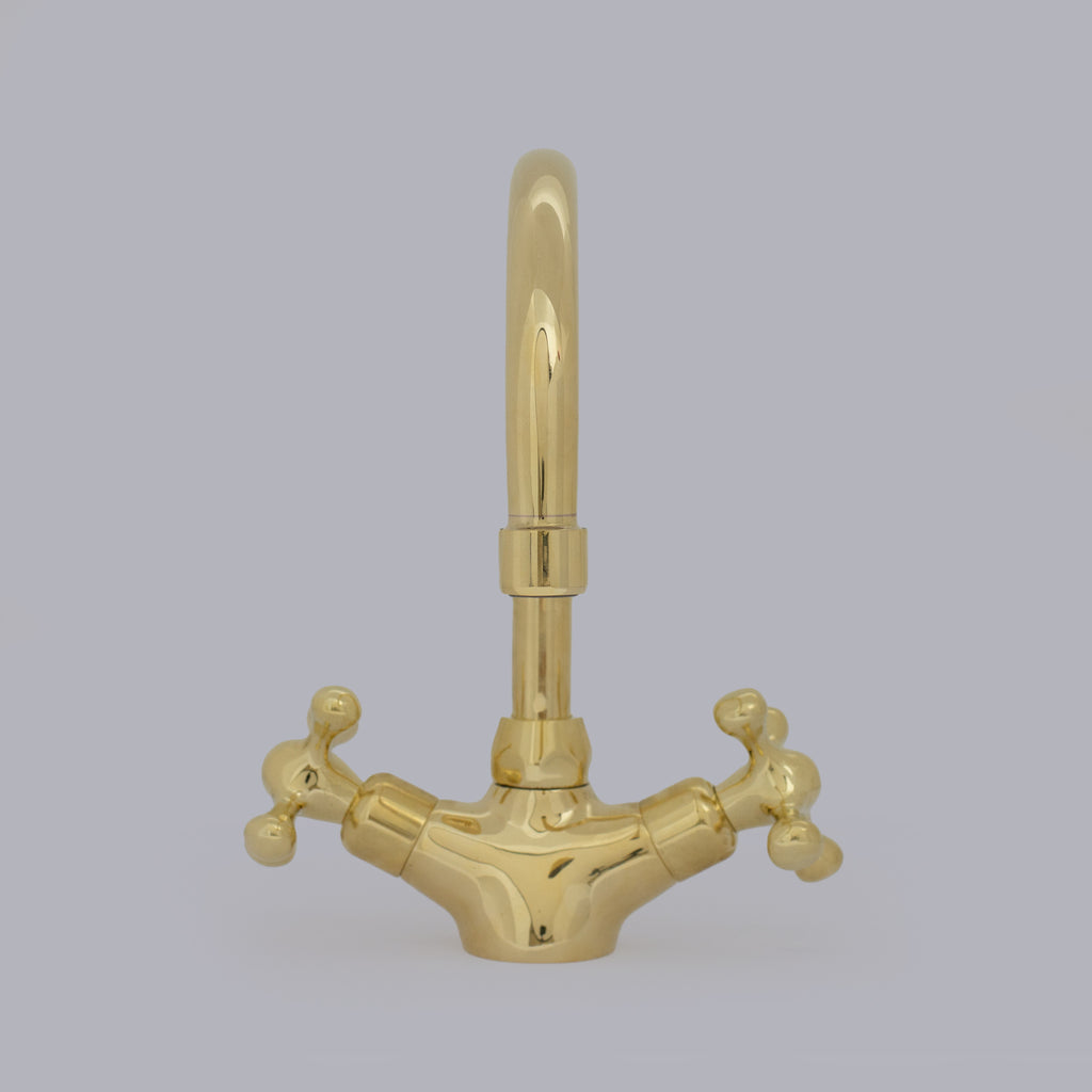 Unlacquered Brass Compact Faucet | Single Hole Bathroom Sink Faucet