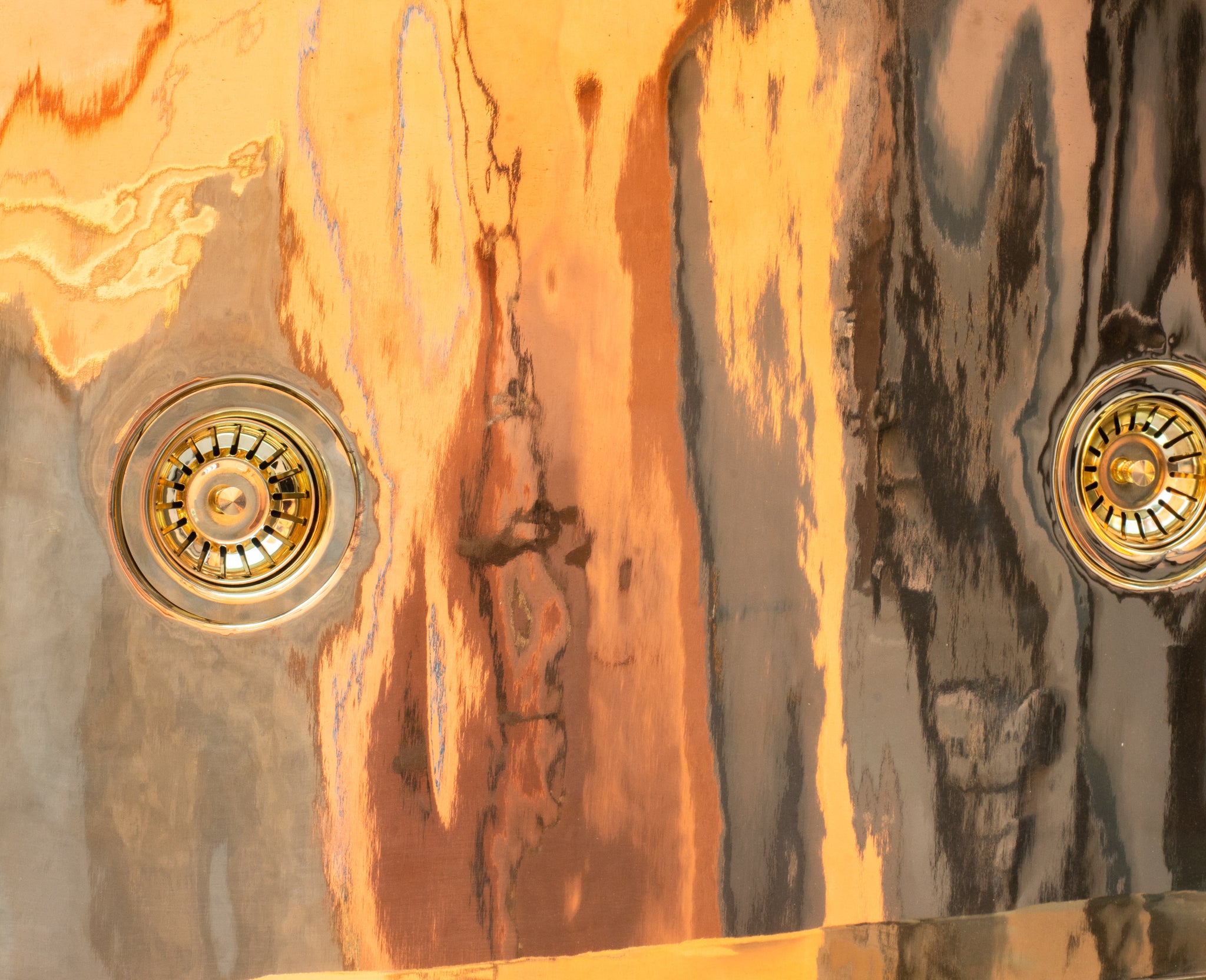 Smooth Unlacquered Brass Farmhouse Kitchen Sink | Double Drain