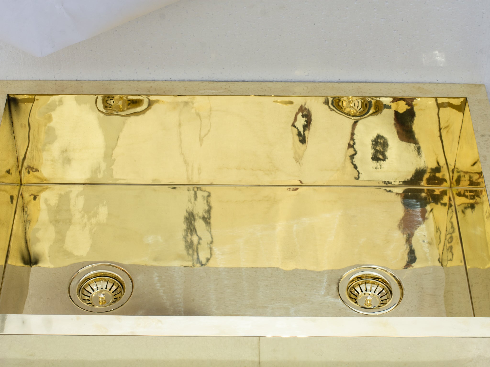 Smooth Unlacquered Brass Farmhouse Kitchen Sink | Double Drain
