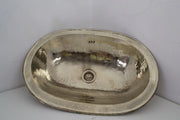 Handcrafted Smooth Oval Solid German Silver Sink, Drop In Sink (17,125”x11”)
