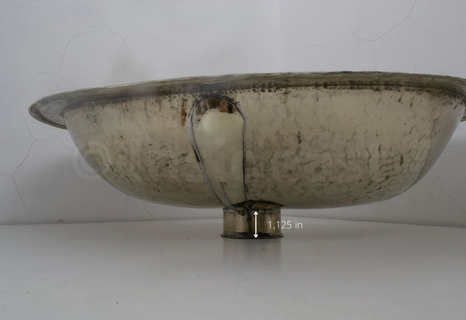 Handcrafted Smooth Oval Solid German Silver Sink, Drop In Sink (17,125”x11”)