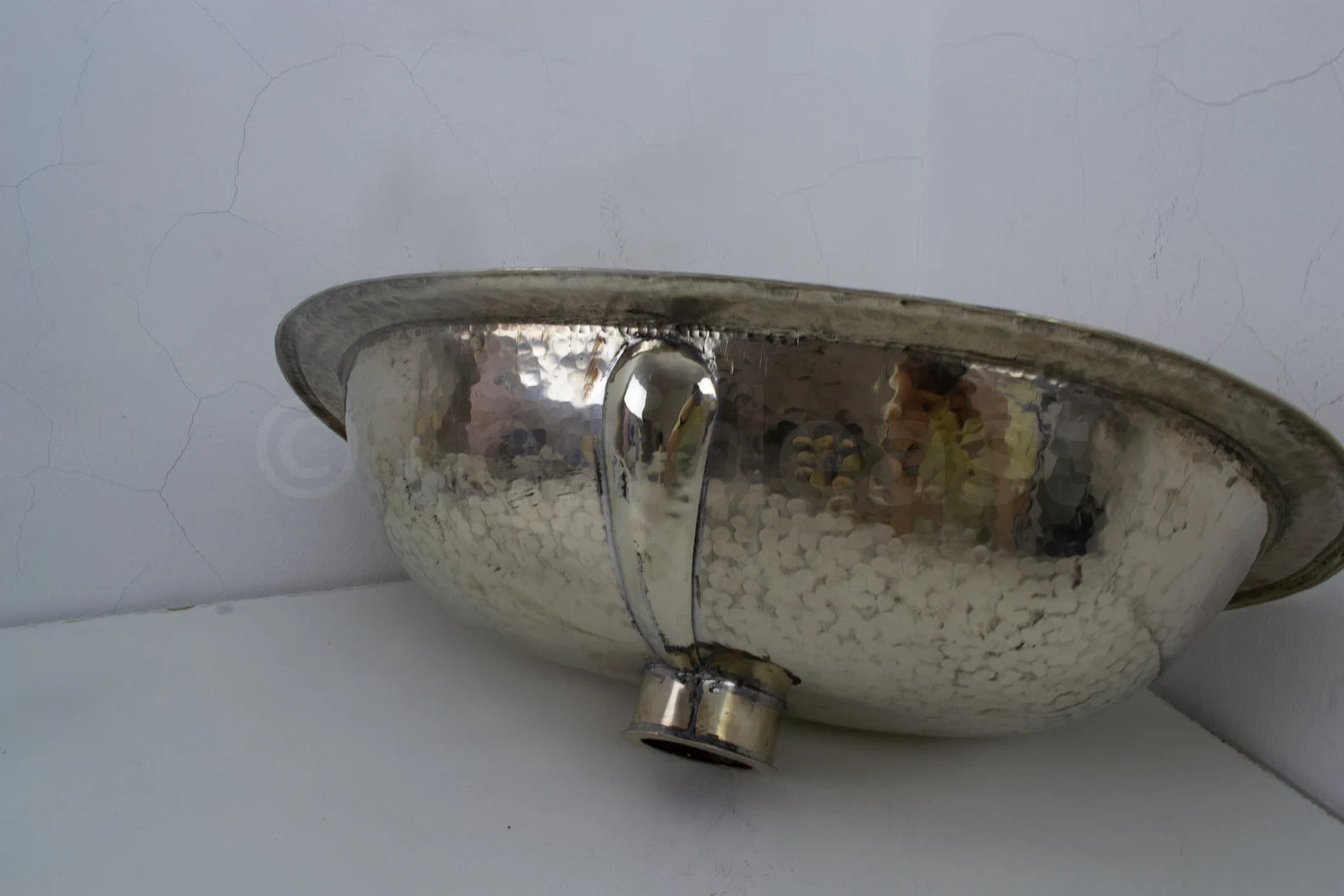 Handcrafted Smooth Oval Solid German Silver Sink, Drop In Sink (17,125”x11”)