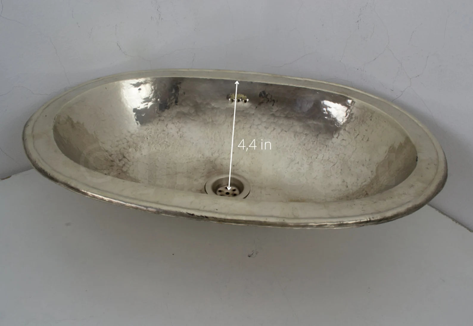 Handcrafted Smooth Oval Solid German Silver Sink, Drop In Sink (17,125”x11”)