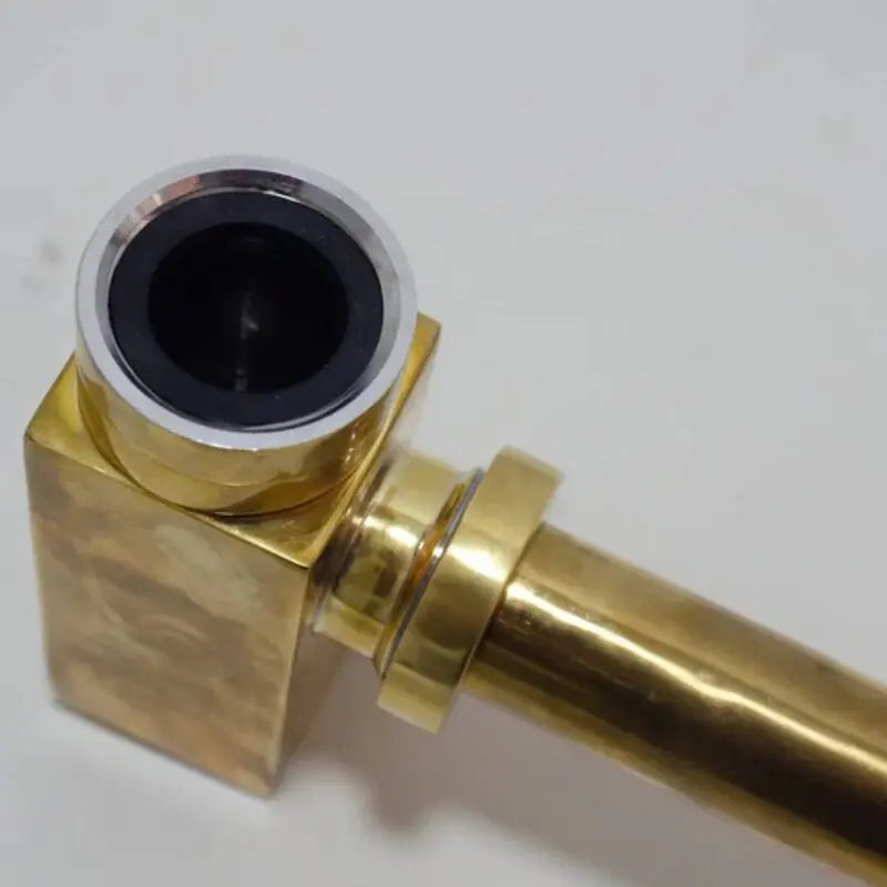 Solid Unlacquered Brass P-trap and Sink Stopper, Push Up Button, Pop Up Drain, Brass Water Trap