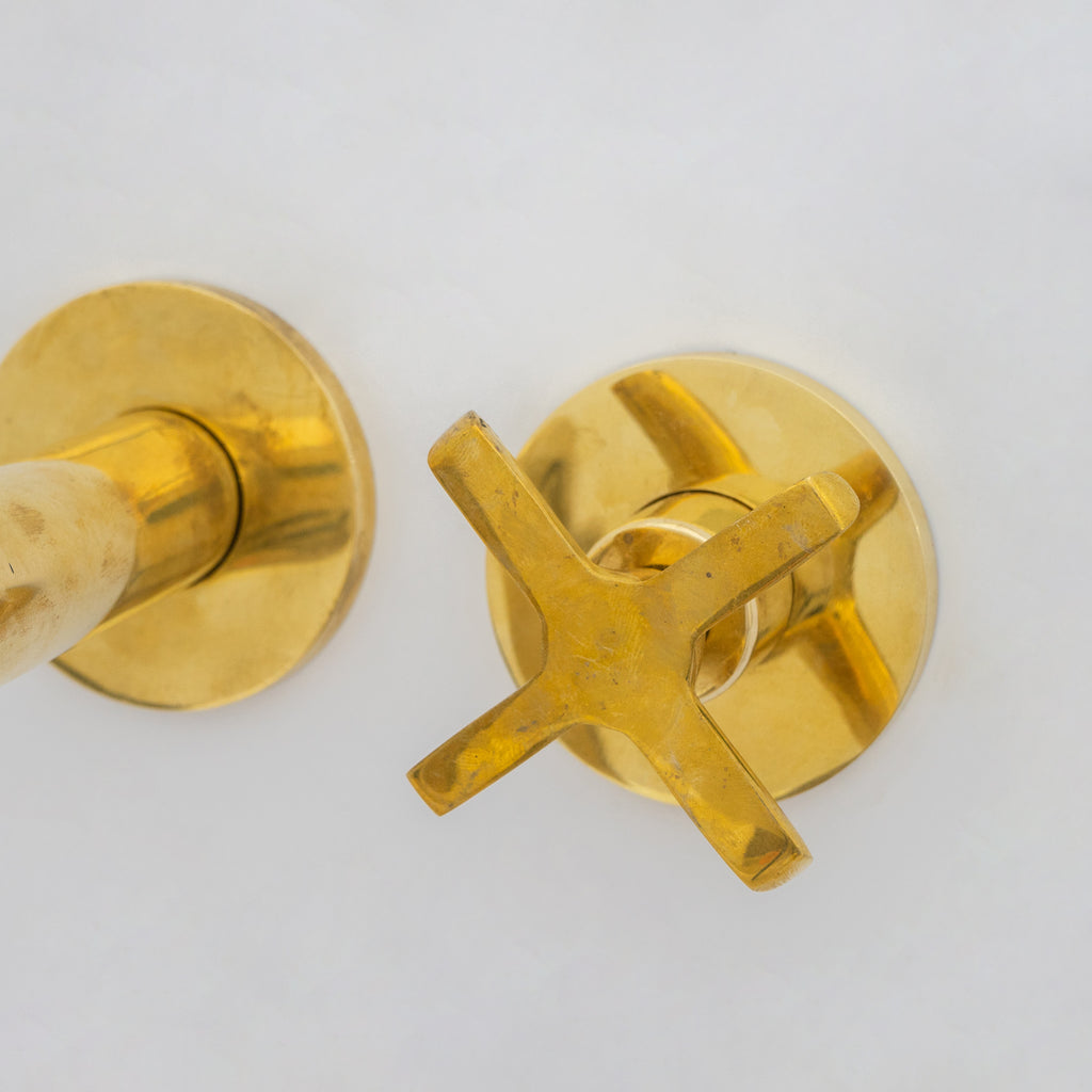 Solid Brass Wall Mount Cold Bathroom Faucet, Unlacquered Brass Bath Tap For Cold Water Only