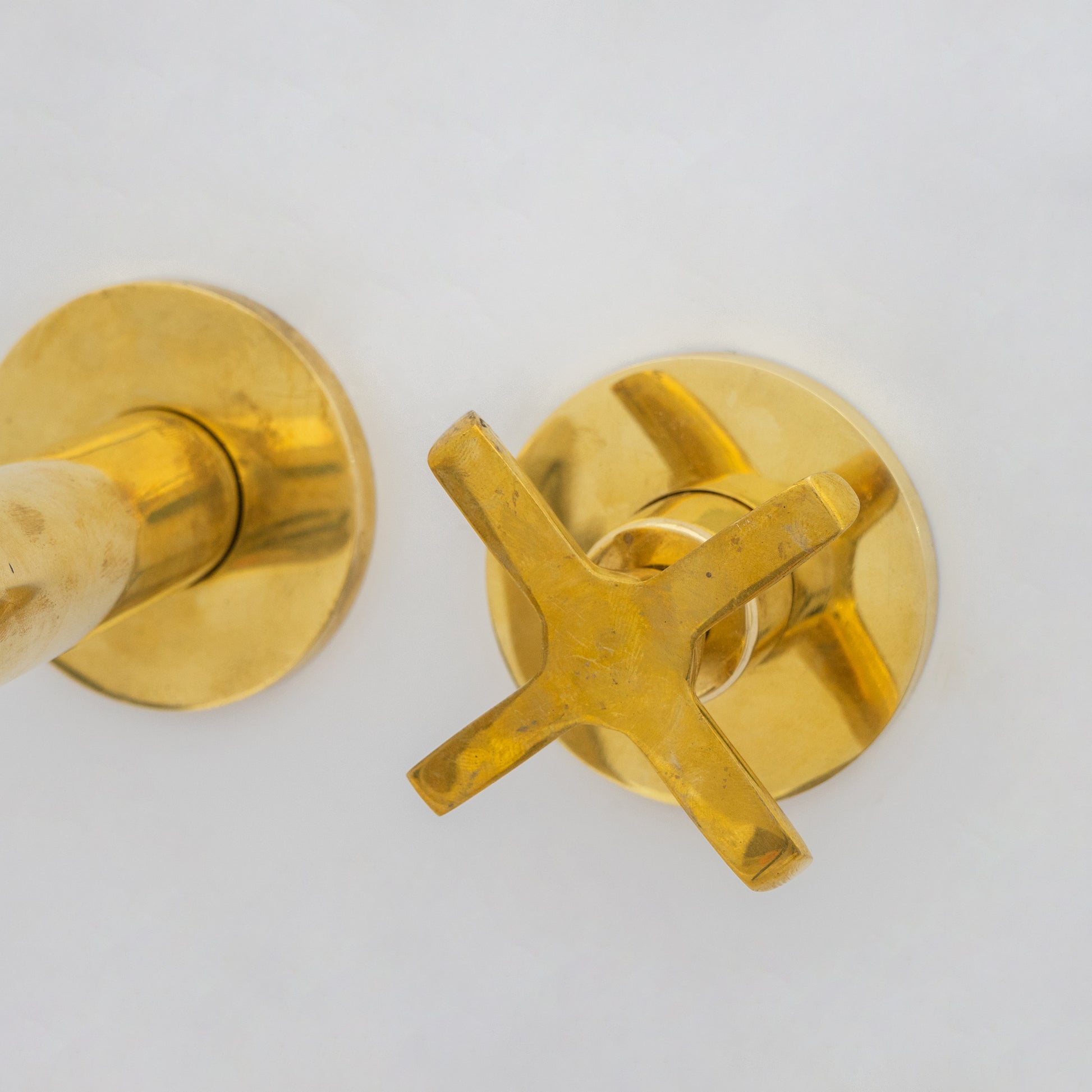 Solid Brass Wall Mount Cold Bathroom Faucet, Unlacquered Brass Bath Tap For Cold Water Only