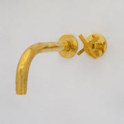 Solid Brass Wall Mount Cold Bathroom Faucet, Unlacquered Brass Bath Tap For Cold Water Only