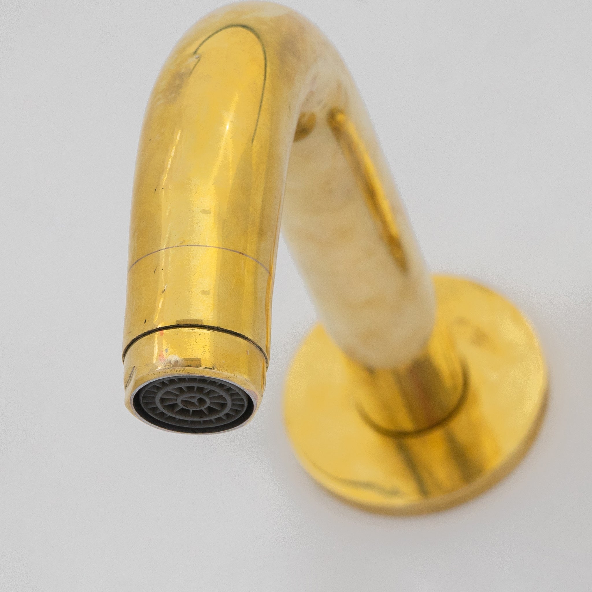 Solid Brass Wall Mount Cold Bathroom Faucet, Unlacquered Brass Bath Tap For Cold Water Only