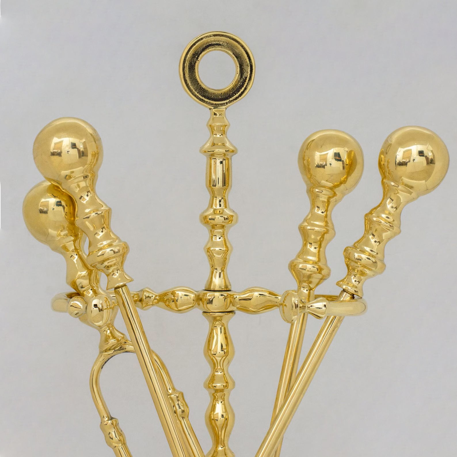 Solid Brass Fireplace Set Tools, Heavy Duty Fire Poker