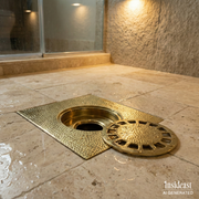 Solid Brass Floor Drain | Hammered Square Style Shower Drain