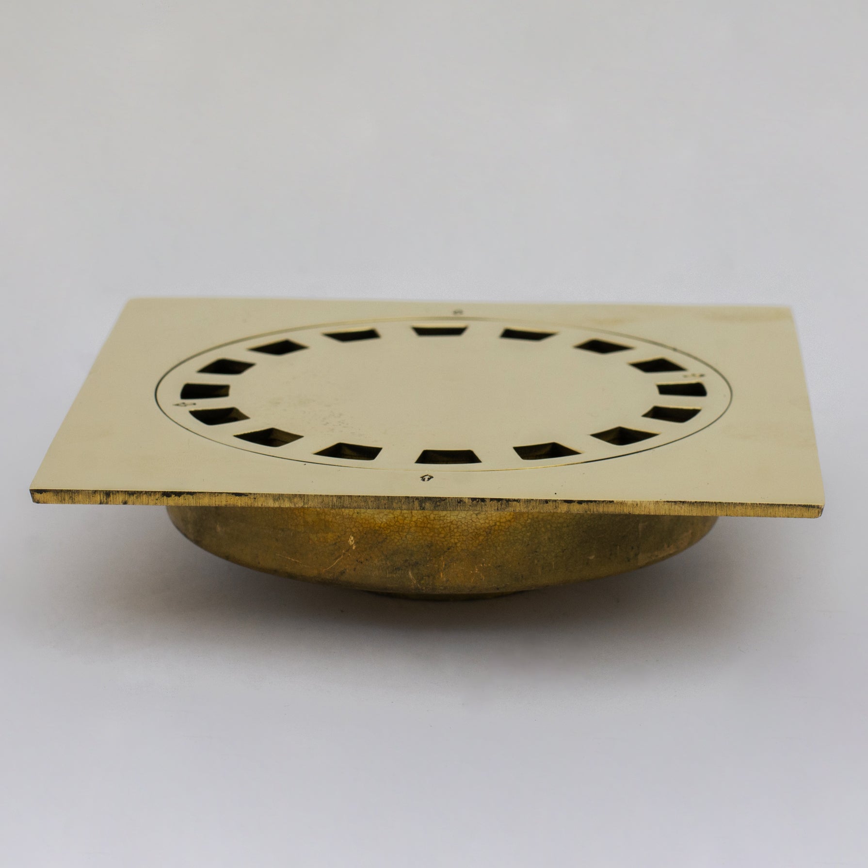 Solid Brass Square Floor Drain | Smooth Style | Unlacquered Shower Drain