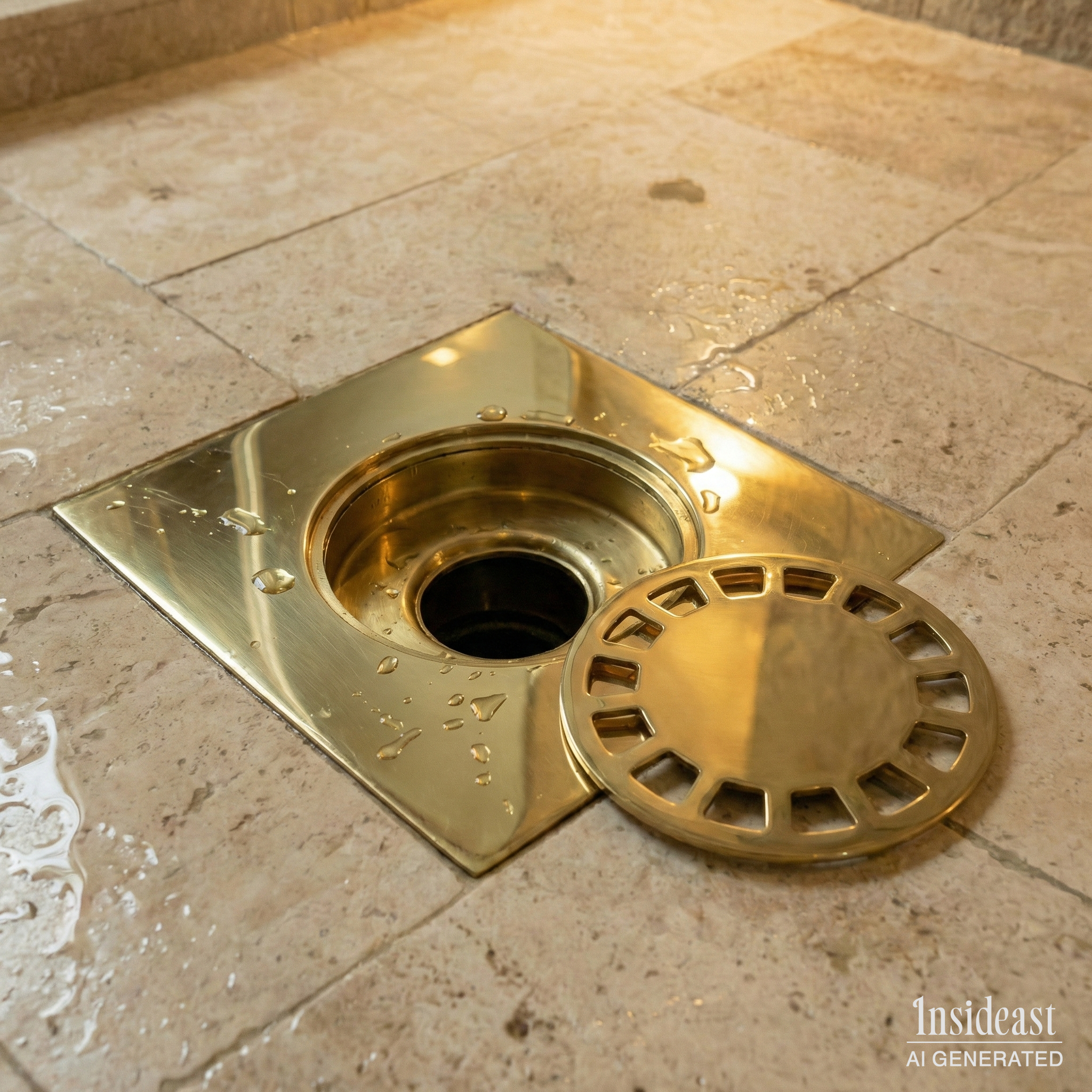 Solid Brass Square Floor Drain | Smooth Style | Unlacquered Shower Drain