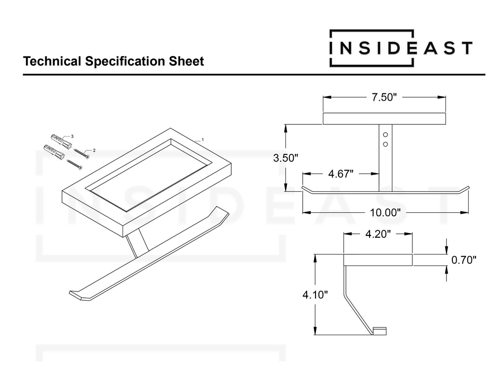 Solid Brass Shelf with TP Holder – Engraved Floating Shelf with Double Hooks – Bathroom Double Toilet Paper Holder