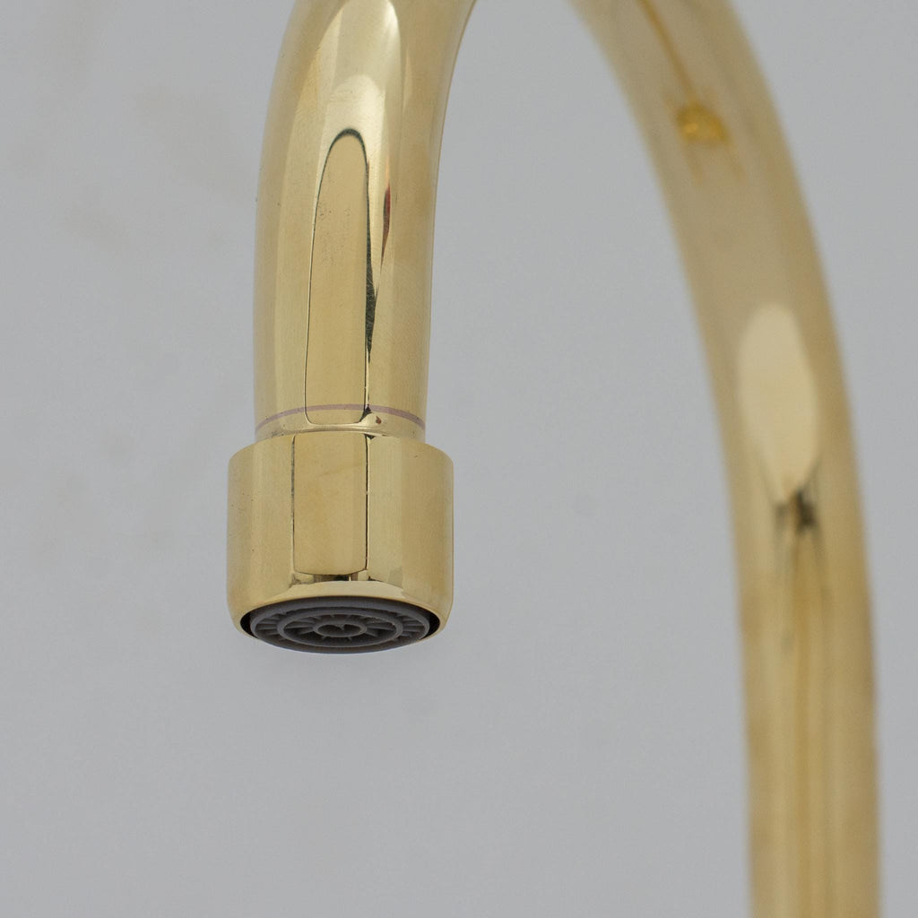 Experience refined craftsmanship and lasting quality with Unlacquered Brass Compact Single Hole Faucet that will develop natural patina over time.