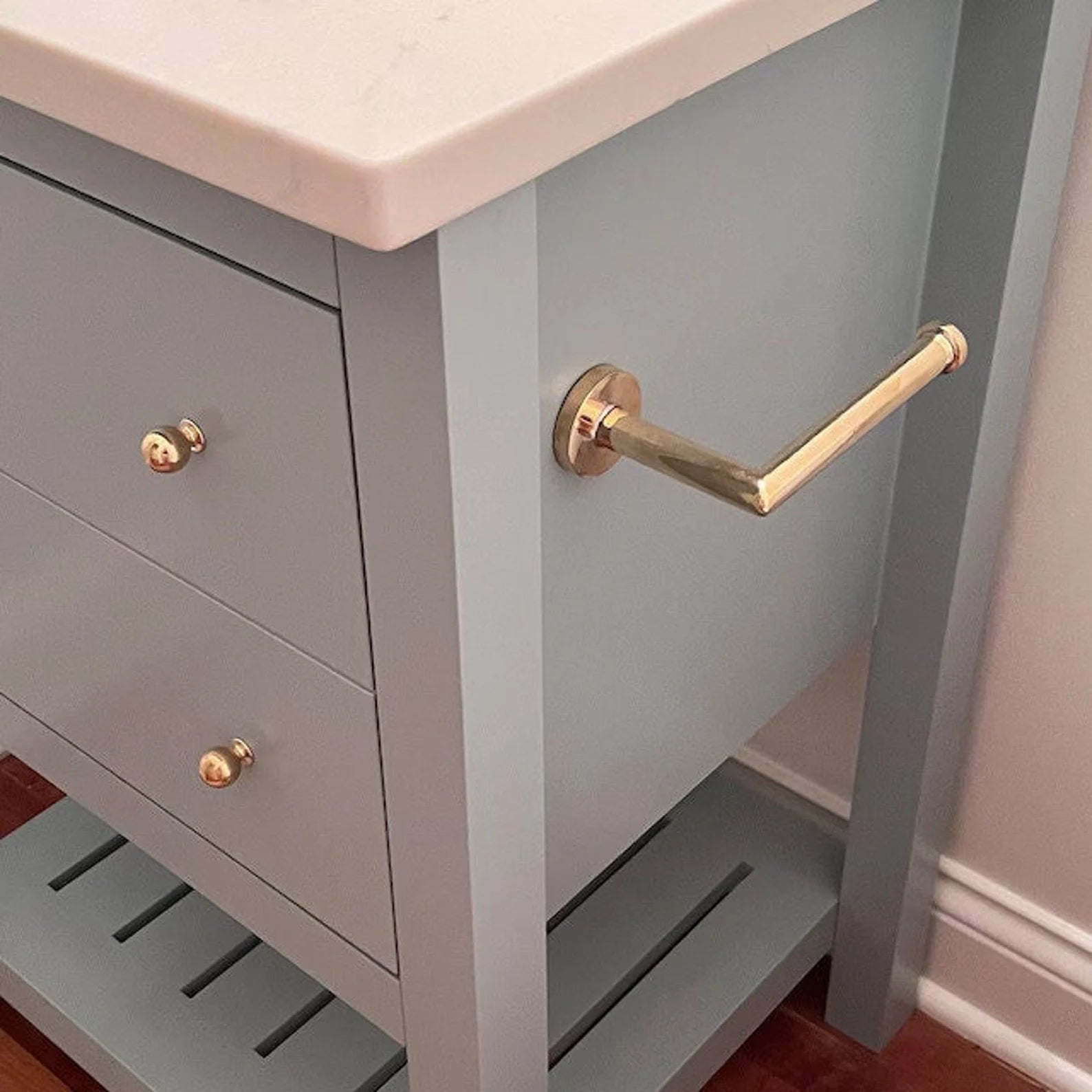 Solid Brass Toilet Paper Holder, Handcrafted Powder Room Roll Holder