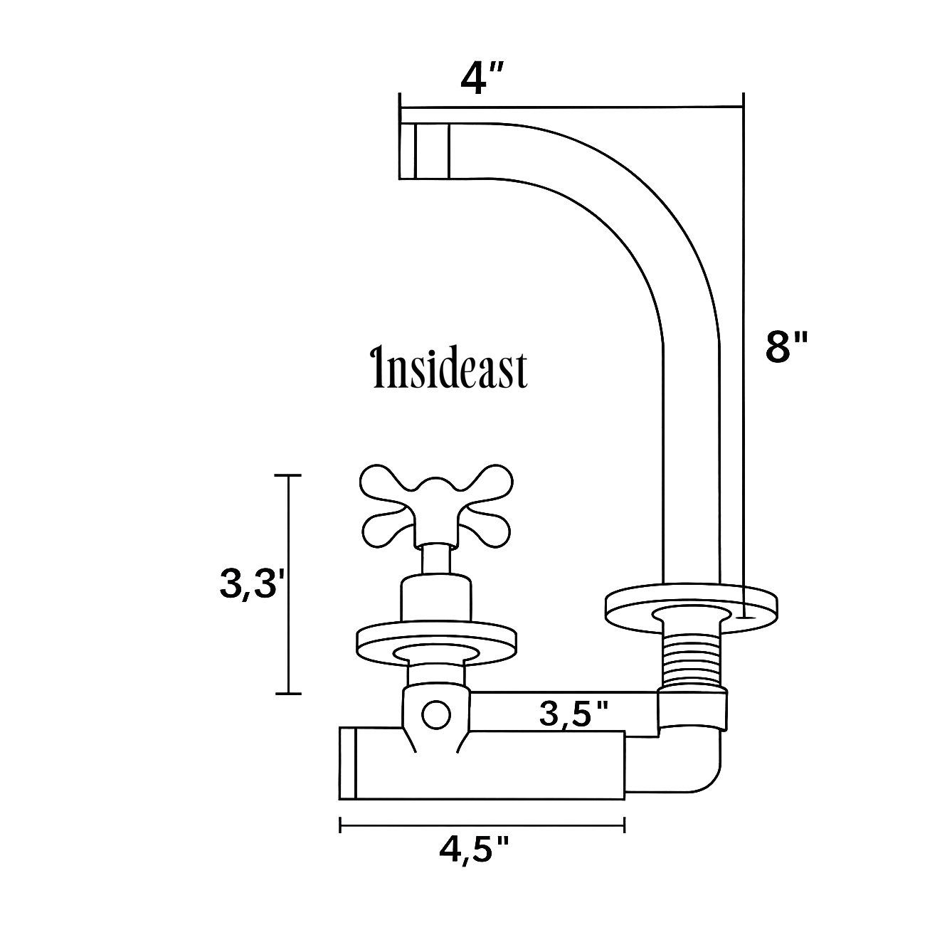Solid Brass Wall Mount Cold Bathroom Faucet, Unlacquered Brass Bath Tap For Cold Water Only