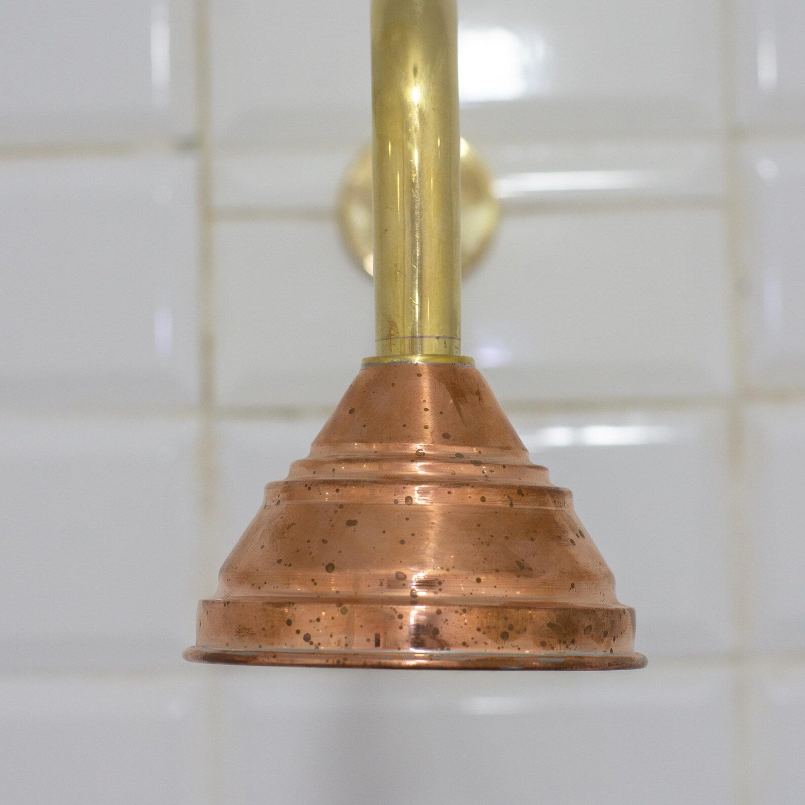 Handmade Solid Copper Shower Head, 4" Rain Shower Rose, Rustic Farmhouse Fixture