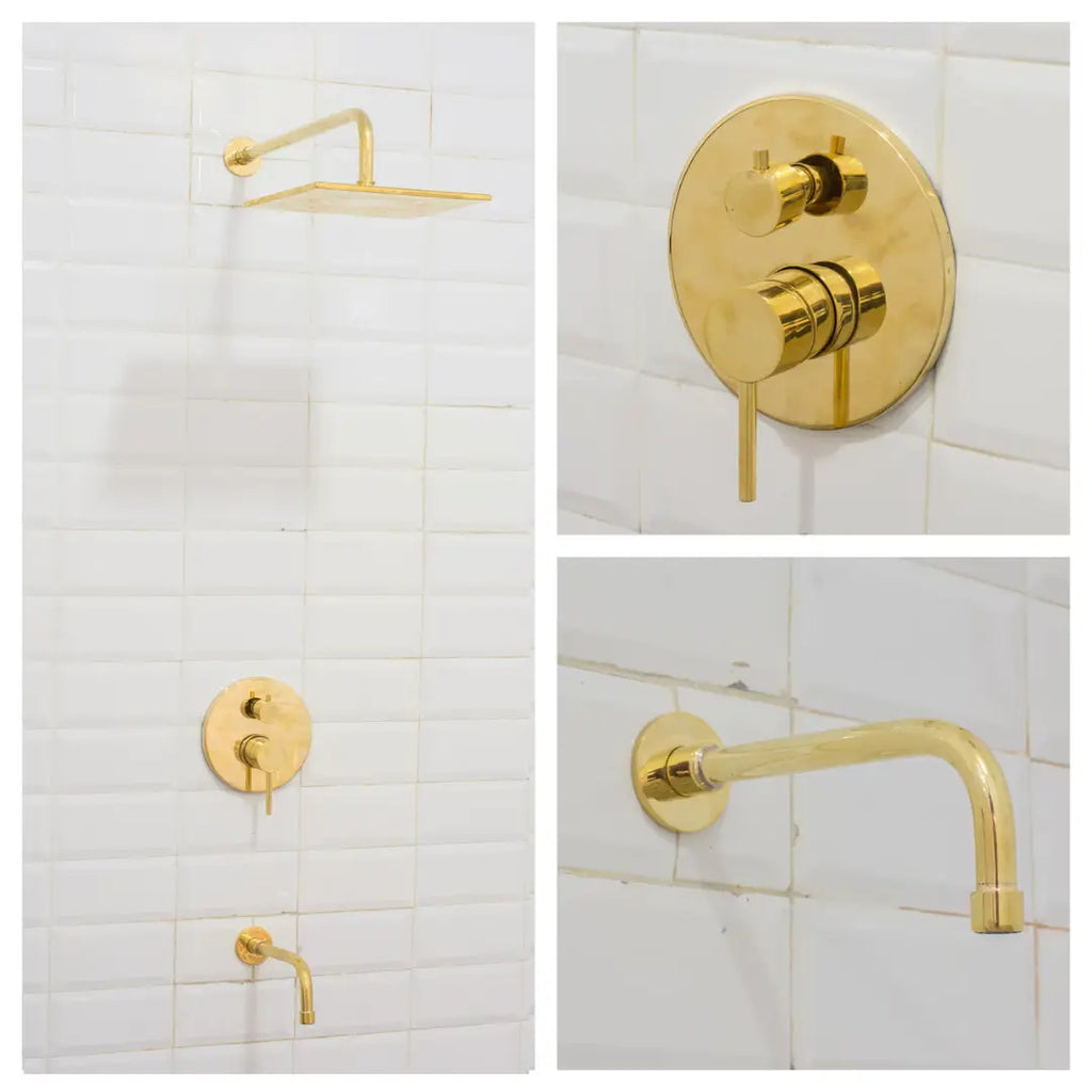 Built-in 2 outlet Brass Shower System - Head Shower System With Tub Filler