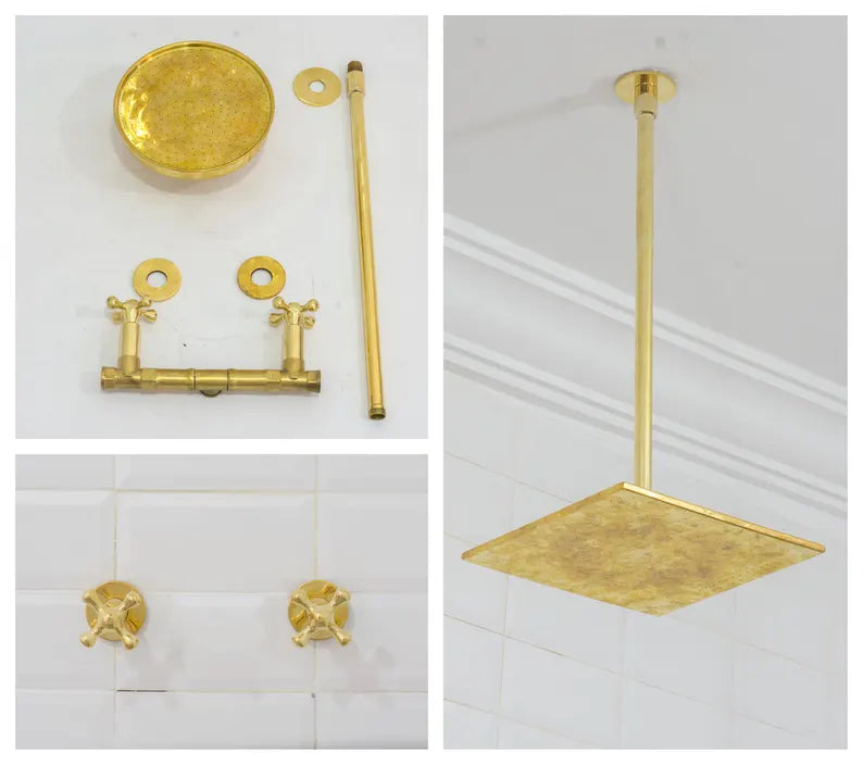 Ceiling Mount Shower System, Two Handle Shower System, Rainfall Shower System, Ceiling Showerhead, Overhead Shower